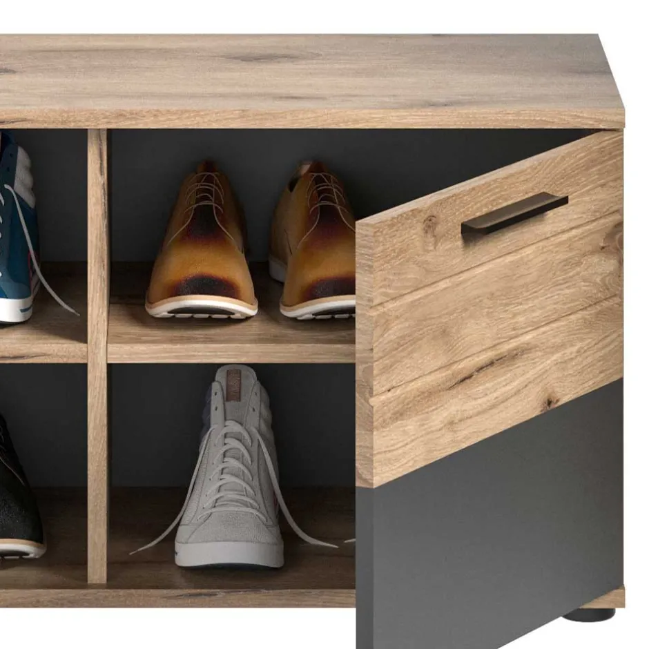 Schuhbank in Wildeiche & Grau 90 cm - Catamaron^Wohnen Best