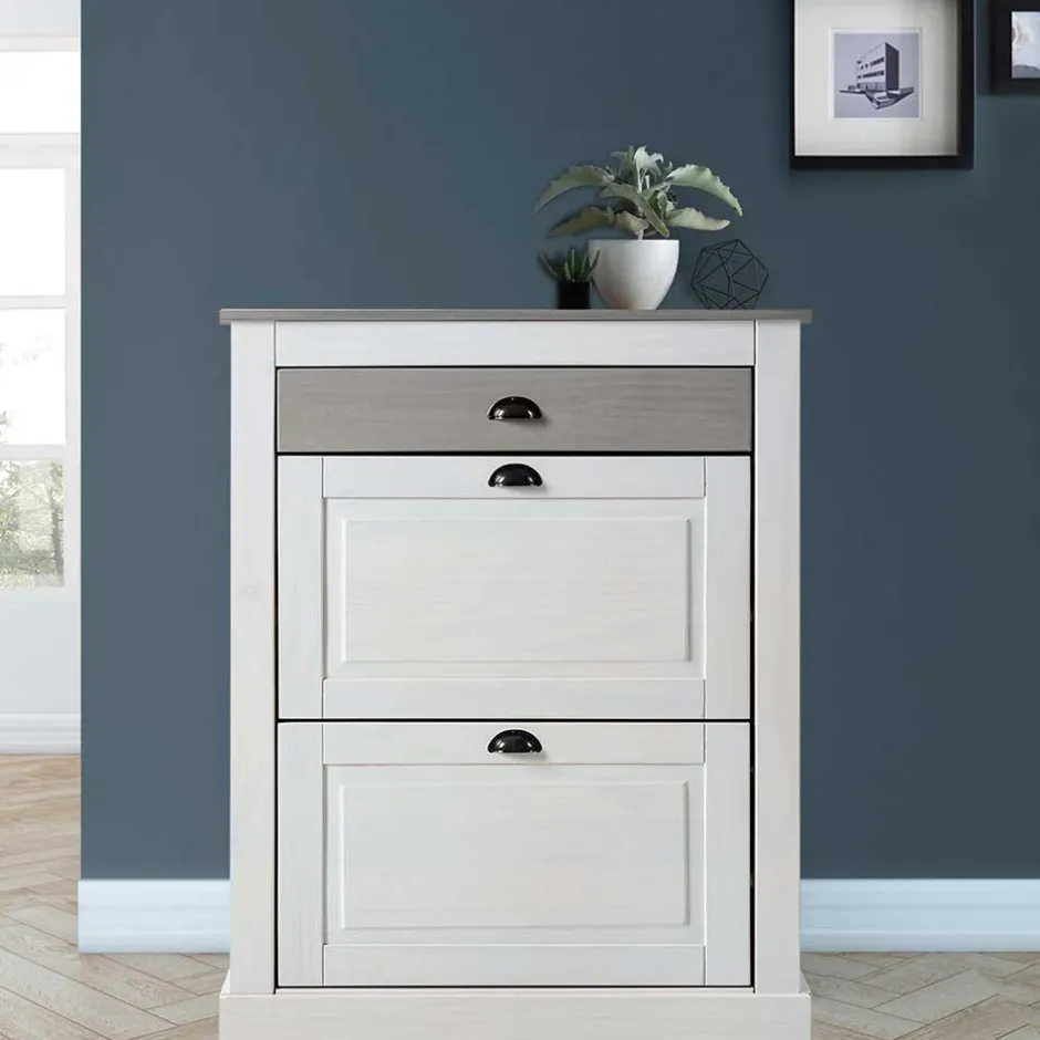 Schuhkipper in Weiß mit Grau - Lucasario^Wohnen