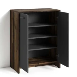 Schuh-Kommode in Anthrazit und Altholz NB - Oktaria^Wohnen Outlet