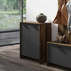 Schuh-Kommode in Anthrazit und Altholz NB - Oktaria^Wohnen Outlet
