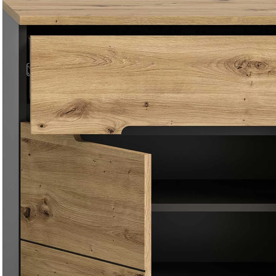 Schuhkommode in Wildeiche mit Grau - Norja^Wohnen Online