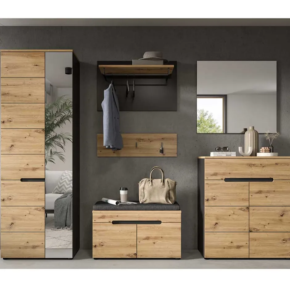 Schuhkommode in Wildeiche mit Grau - Norja^Wohnen Online