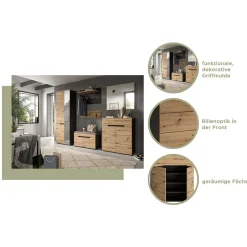 Schuhkommode in Wildeiche mit Grau - Norja^Wohnen Online