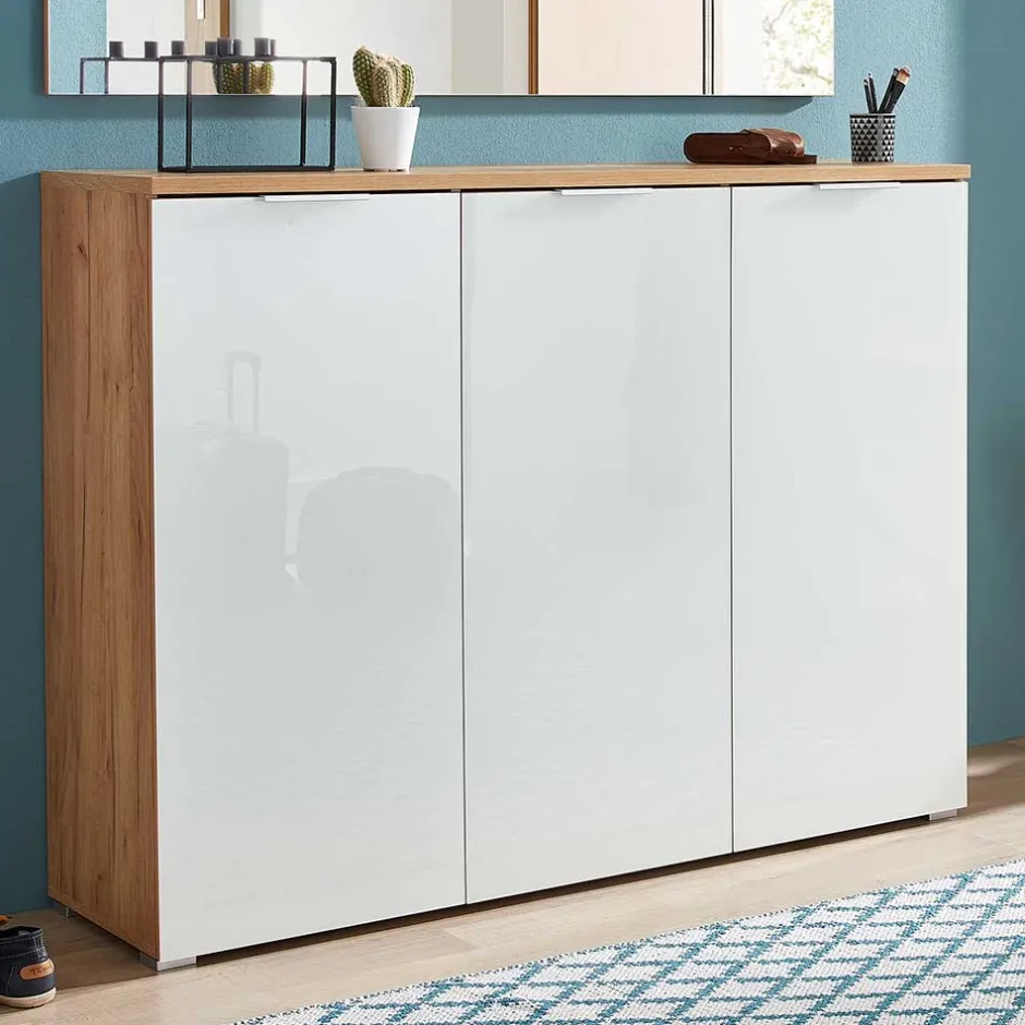 Wohnen Schuhschrank & Wandspiegel Set Reestyl in Eiche Dekor (zweiteilig)