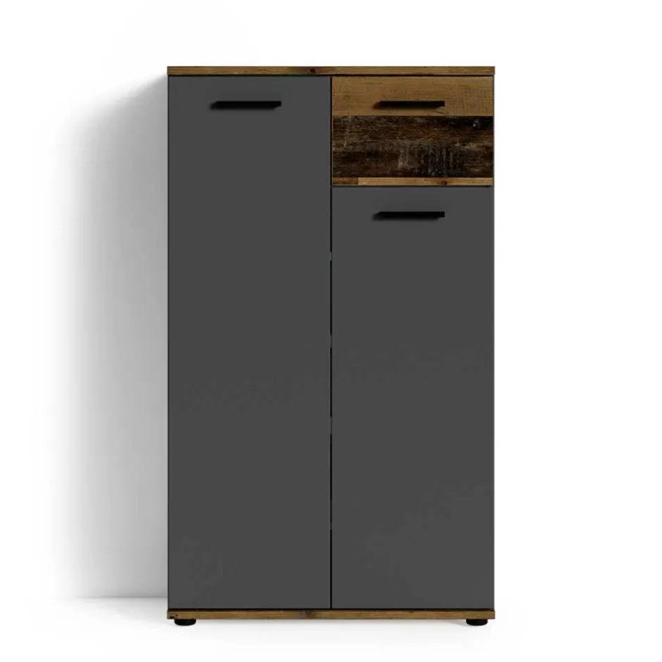 Wohnen Schuhschrank in Anthrazit und Altholz Optik - Vlatu