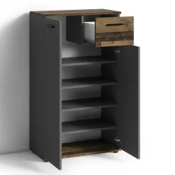 Wohnen Schuhschrank in Anthrazit und Altholz Optik - Vlatu