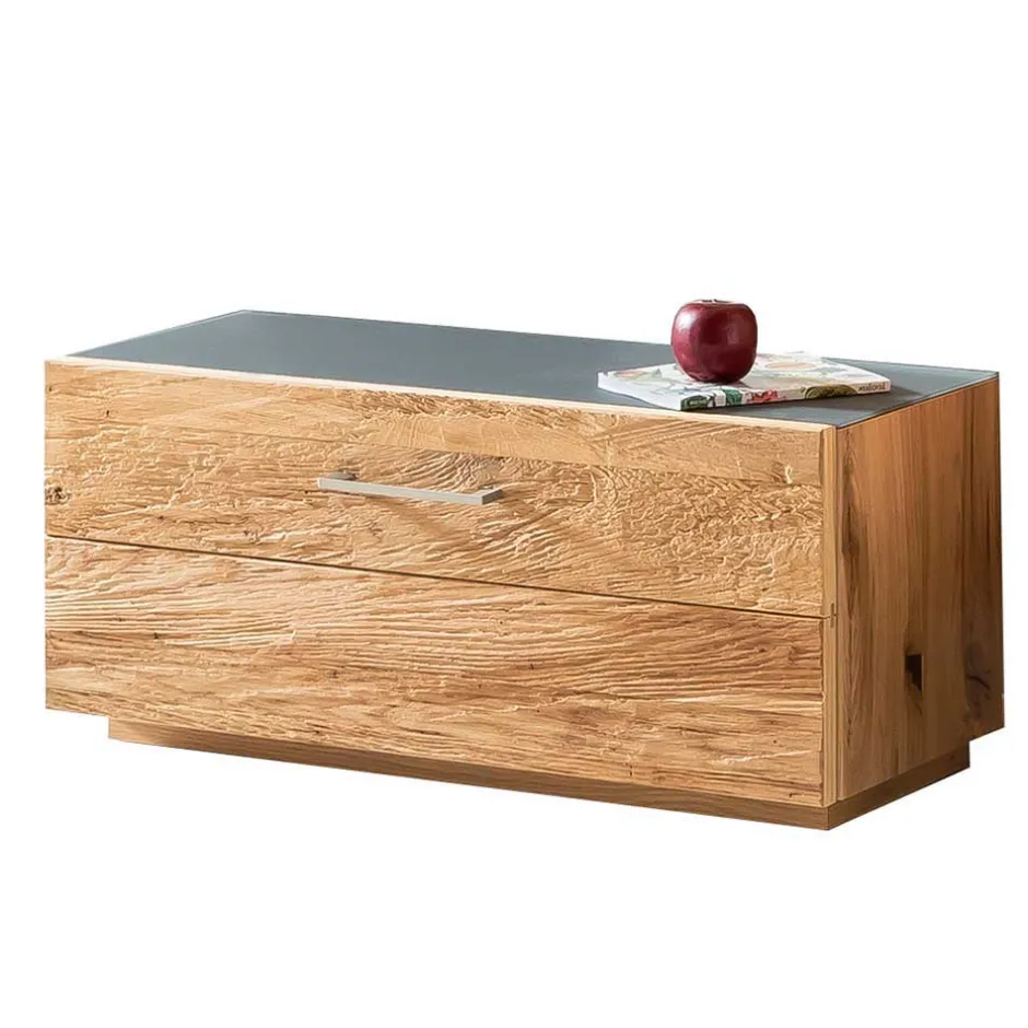 Schuhschrank mit Balkeneiche Furnier Macusos & Glasplatte Anthrazit^Wohnen Outlet