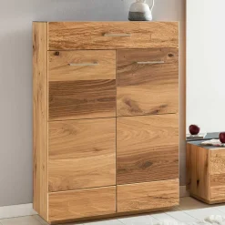 Schuhschrank mit Front Balkeneiche Furnier Macusos seidenmatt lackiert^Wohnen Outlet