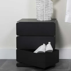 Wohnen Schwarze Design Stahlkommode mit drei Schubladen - Zunil