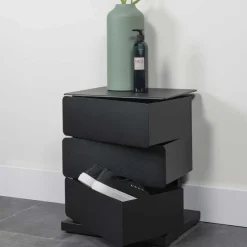 Wohnen Schwarze Design Stahlkommode mit drei Schubladen - Zunil