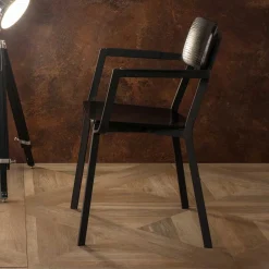 Wohnen Schwarze Designstühle mit Armlehnen - Lejadro (4er Set)