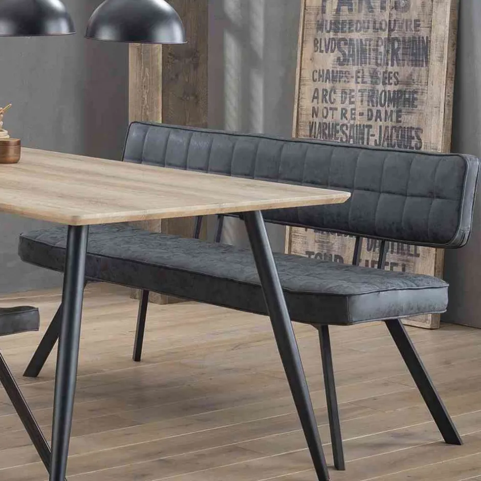 Schwarze Esszimmerbank mit Lehne - Jaitur^Wohnen Best