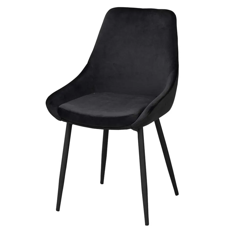 Schwarze Esszimmerstühle aus Samt - Cartoon (2er Set)^Wohnen Clearance