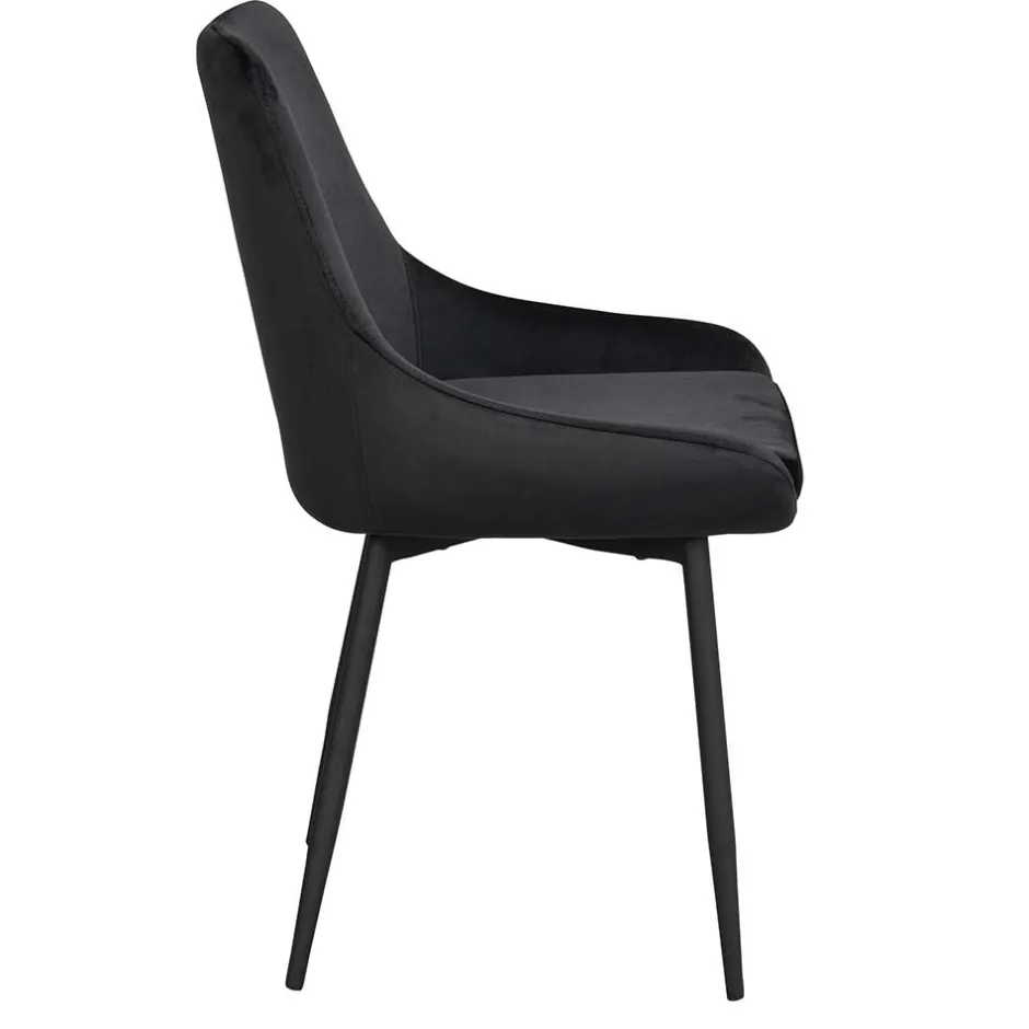 Schwarze Esszimmerstühle aus Samt - Cartoon (2er Set)^Wohnen Clearance