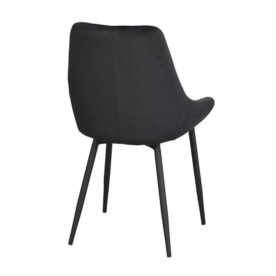 Schwarze Esszimmerstühle aus Samt - Cartoon (2er Set)^Wohnen Clearance