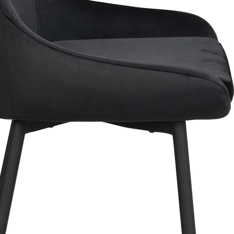 Schwarze Esszimmerstühle aus Samt - Cartoon (2er Set)^Wohnen Clearance