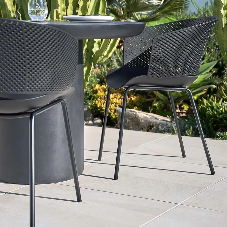 Schwarze Gartenstühle modern - Donzai (4er Set)^Wohnen Discount