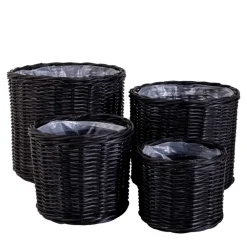 Schwarze Körbe aus Rattan Geflecht - Swan (vierteilig)^Wohnen Discount