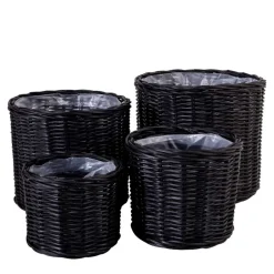 Schwarze Körbe aus Rattan Geflecht - Swan (vierteilig)^Wohnen Discount