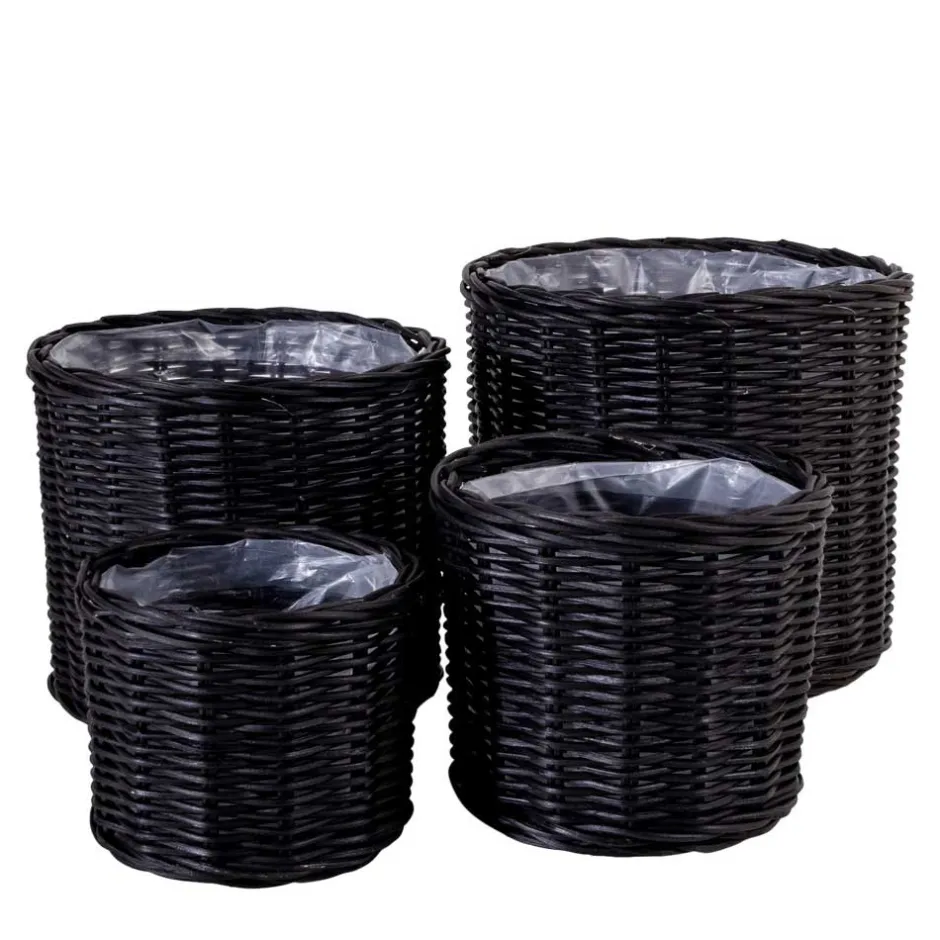 Schwarze Körbe aus Rattan Geflecht - Swan (vierteilig)^Wohnen Discount