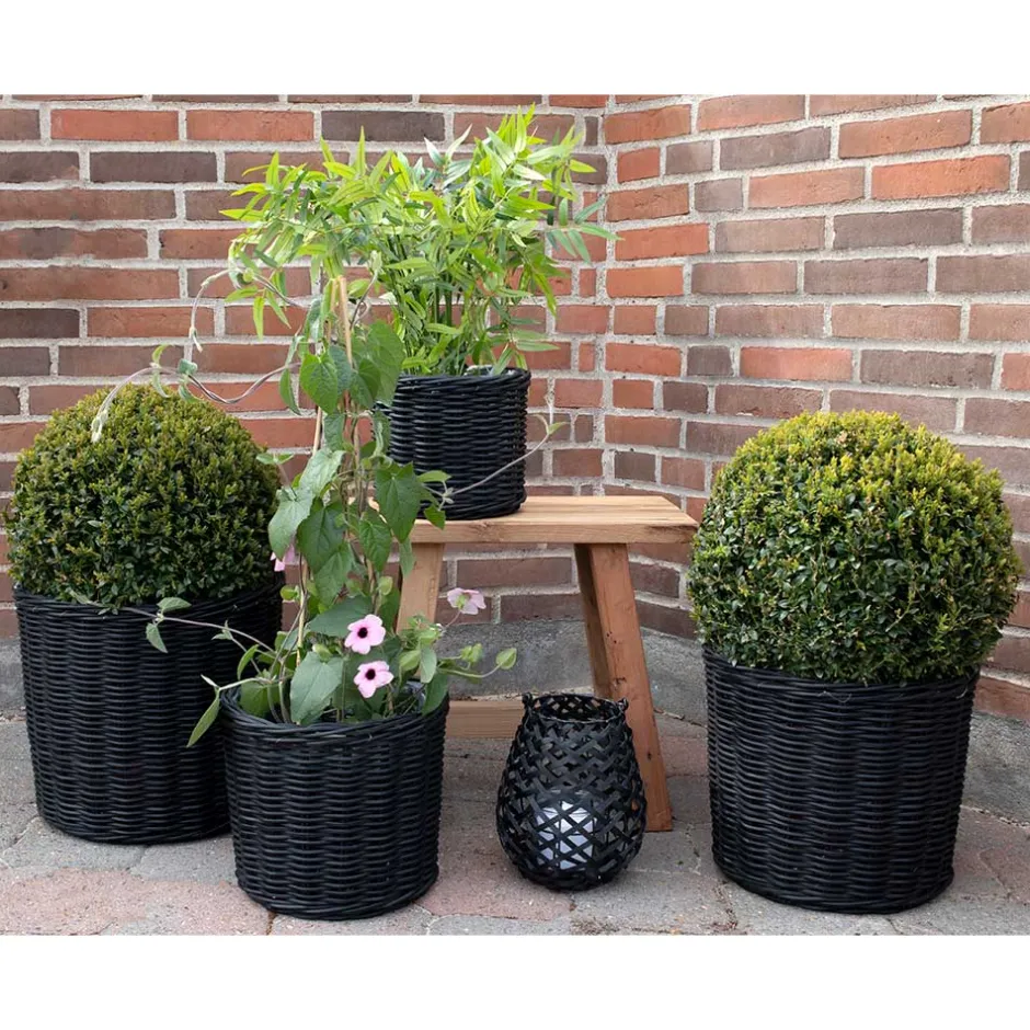 Schwarze Körbe aus Rattan Geflecht - Swan (vierteilig)^Wohnen Discount