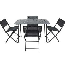 Wohnen Schwarze Outdoor Essgruppe Set - Xenata (fünfteilig)