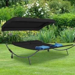 Wohnen Schwarze Outdoorliege für zwei Personen - Valdi