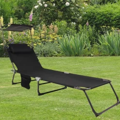 Wohnen Schwarze Sonnenliege zusammenklappbar - Ambia