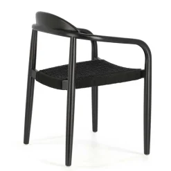 Schwarze Stühle aus Akazie & Kordel - Varioma (4er Set)^Wohnen Outlet