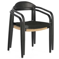 Schwarze Stühle aus Akazie & Kordel - Varioma (4er Set)^Wohnen Outlet