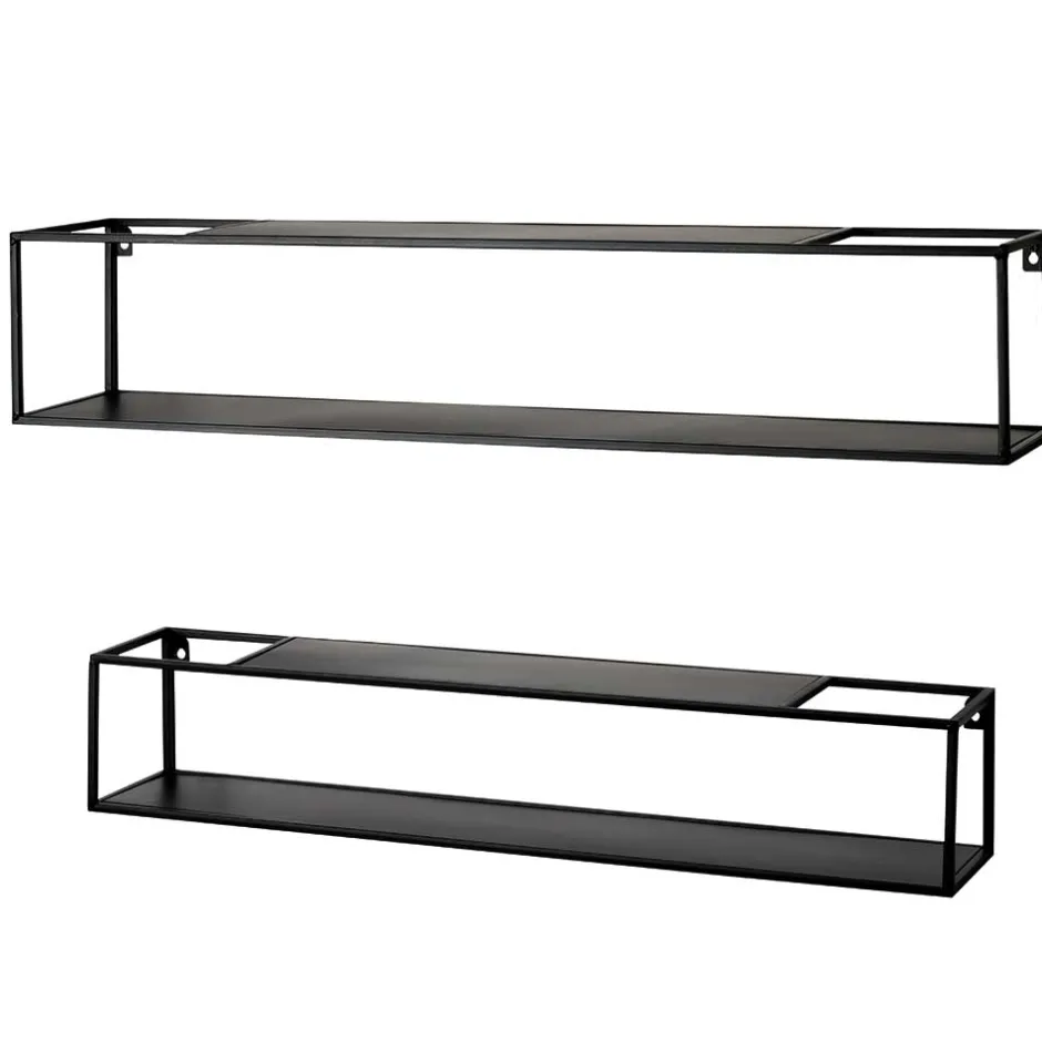 Wohnen Schwarze Wandregale Set - Mikene (zweiteilig)