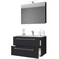 Wohnen Schwarzer Badezimmer-Waschplatz Set - Gloriella (zweiteilig)