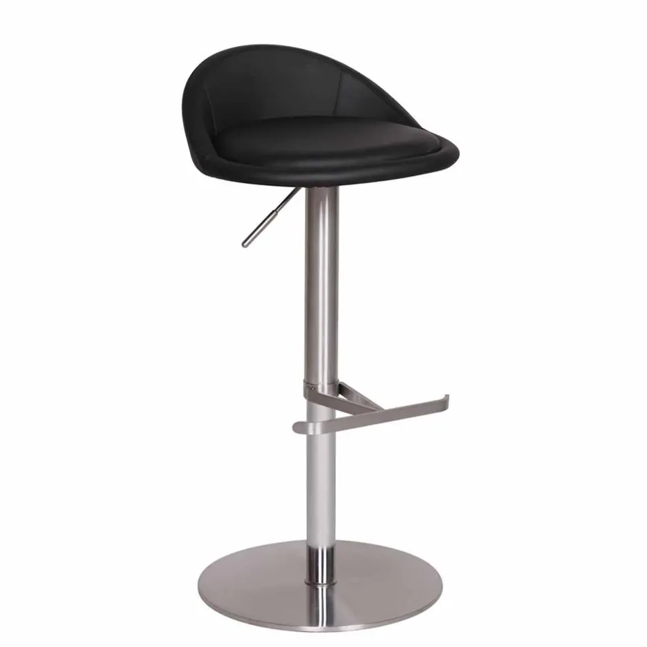 Schwarzer Barhocker Rissino mit Edelstahl-Gestell höhenverstellbar^Wohnen Sale