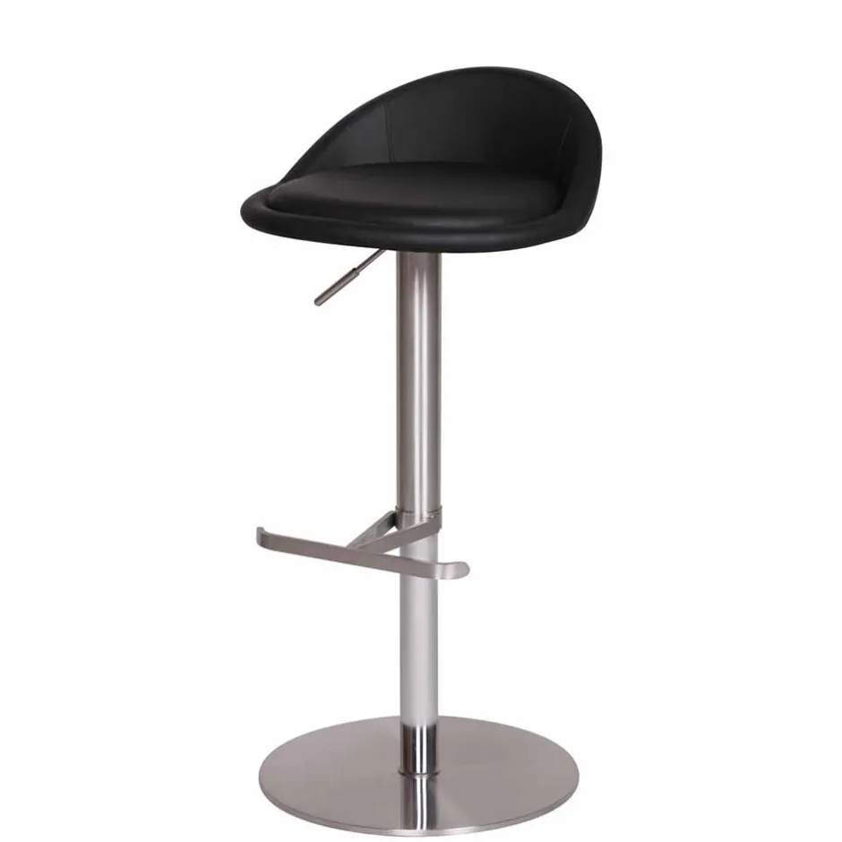 Schwarzer Barhocker Rissino mit Edelstahl-Gestell höhenverstellbar^Wohnen Sale