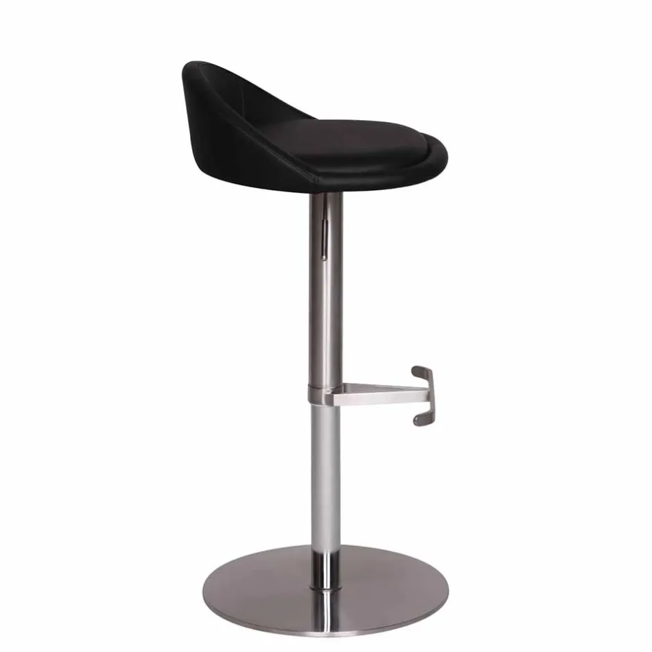 Schwarzer Barhocker Rissino mit Edelstahl-Gestell höhenverstellbar^Wohnen Sale
