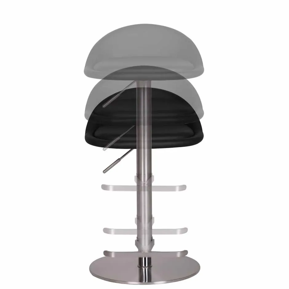 Schwarzer Barhocker Rissino mit Edelstahl-Gestell höhenverstellbar^Wohnen Sale