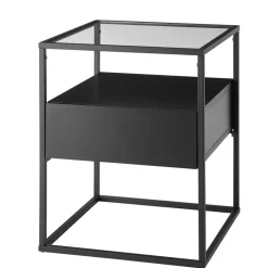 Wohnen Schwarzer Beistelltisch mit Klarglas Platte - Troketta