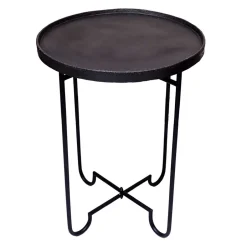 Wohnen Schwarzer Beistelltisch mit Alu Platte - Amalia