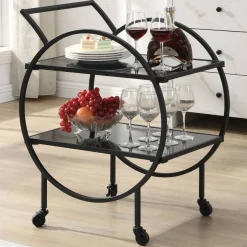 Wohnen Schwarzer Design-Servierwagen aus Metall - Nucina