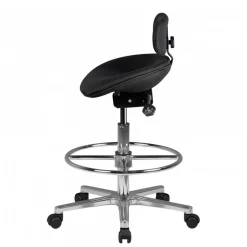 Schwarzer Drehhocker mit niedriger Rückenlehne - Zafyra^Wohnen Sale