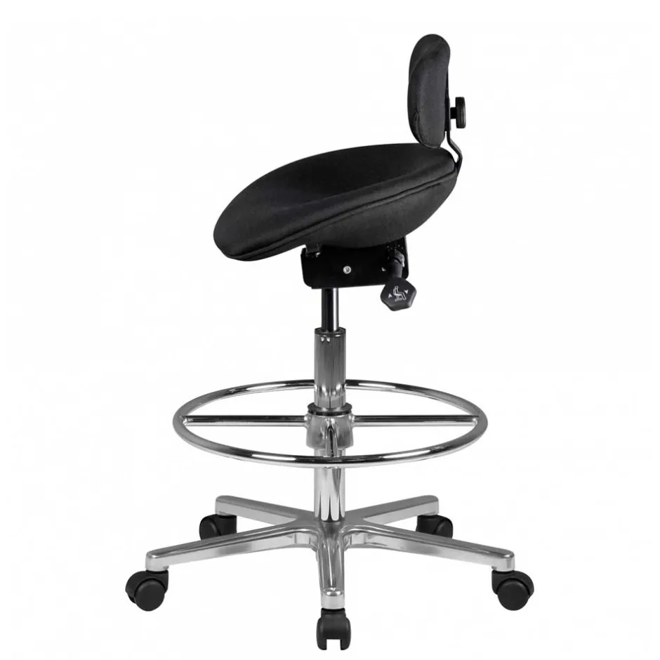 Schwarzer Drehhocker mit niedriger Rückenlehne - Zafyra^Wohnen Sale