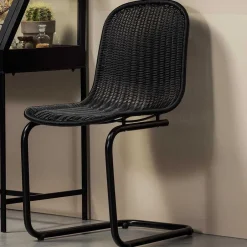 Wohnen Schwarzer Freischwinger aus Kunstrattan - Babette (2er Set)