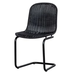 Wohnen Schwarzer Freischwinger aus Kunstrattan - Babette (2er Set)