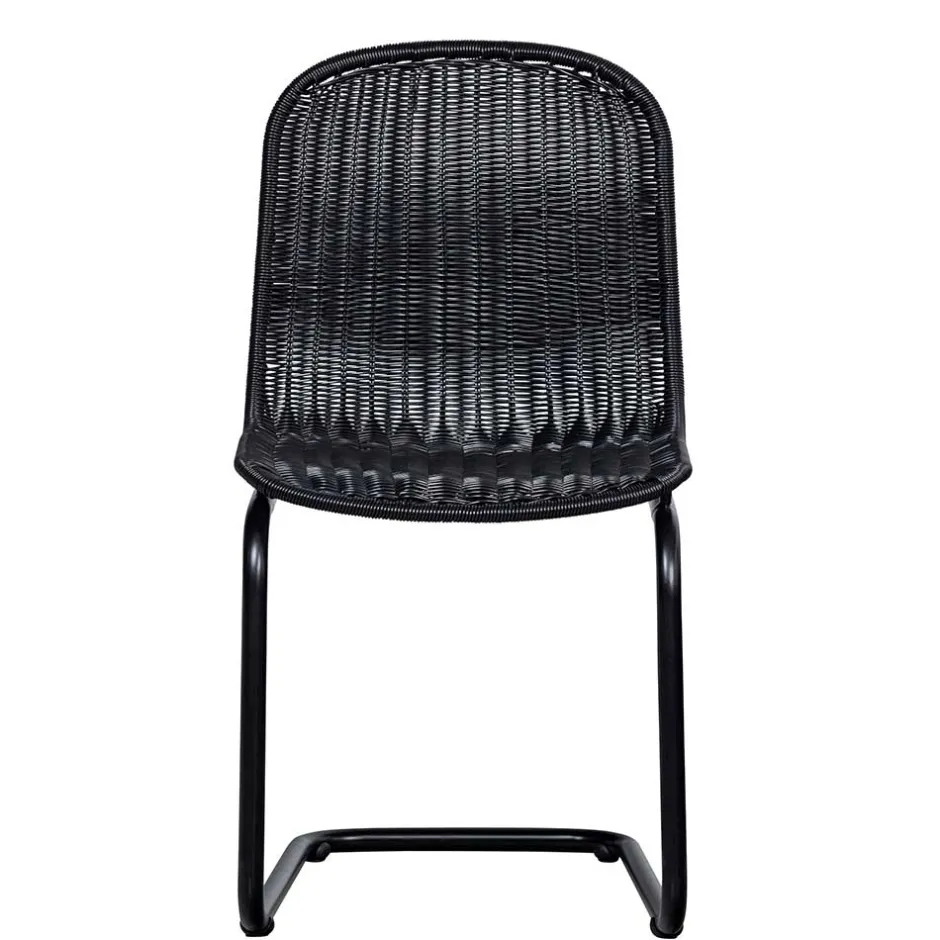 Wohnen Schwarzer Freischwinger aus Kunstrattan - Babette (2er Set)