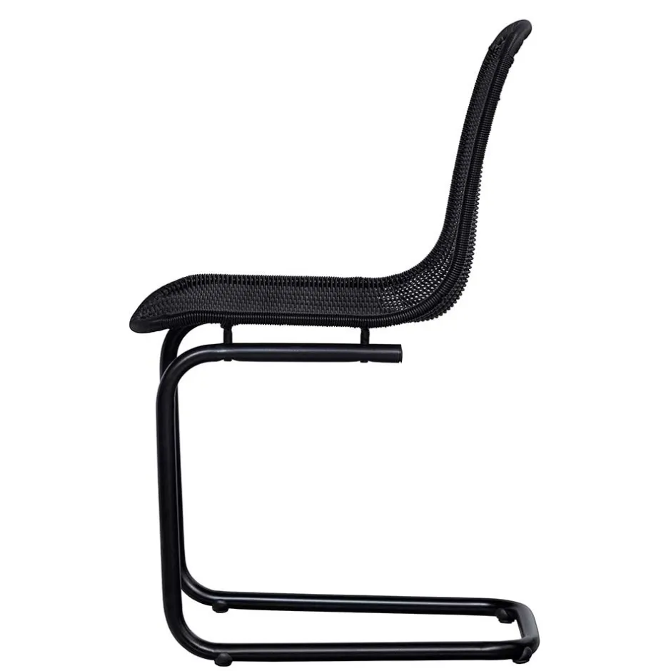 Wohnen Schwarzer Freischwinger aus Kunstrattan - Babette (2er Set)