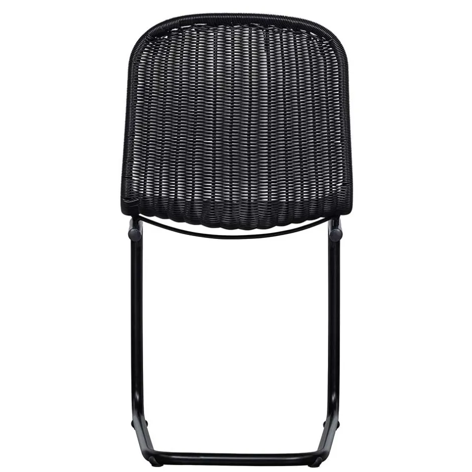 Wohnen Schwarzer Freischwinger aus Kunstrattan - Babette (2er Set)