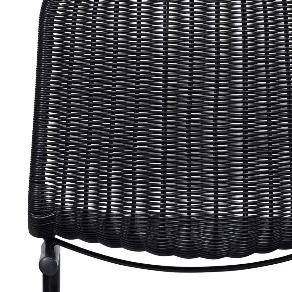 Wohnen Schwarzer Freischwinger aus Kunstrattan - Babette (2er Set)