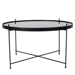 Wohnen Schwarzer Glas Wohnzimmertisch in Rund 70 cm - Chroma
