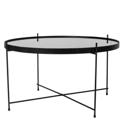 Wohnen Schwarzer Glas Wohnzimmertisch in Rund 70 cm - Chroma