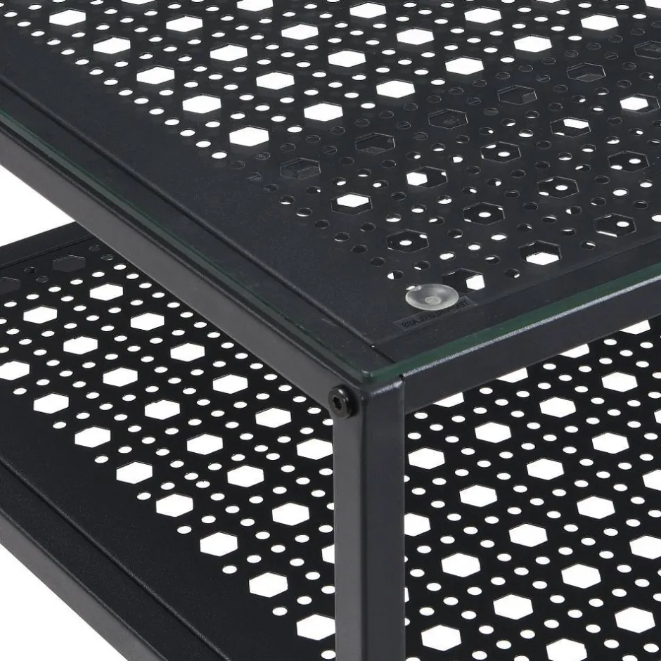 Wohnen Schwarzer Konsolentisch mit Glasplatte - Panfreda